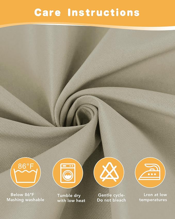 HolidayIdeas Outdoor Curtains for Patio Waterproof 4 Pcs 54x84 Inch Taupe | - Image 7