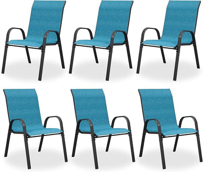 Patio Dining Chairs Set of 6, Stackable Dining Chairs High Back, Breathable by VonzoyHome
