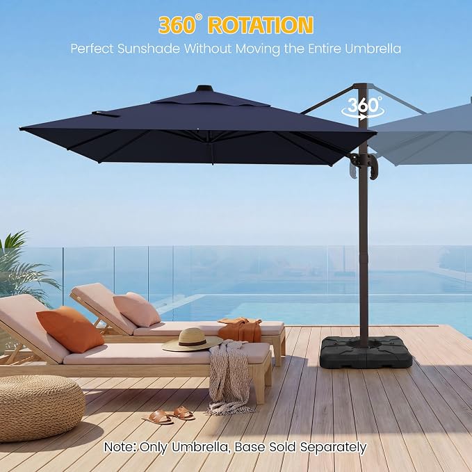 10x10 FT Patio Cantilever Umbrella, Rectangular Heavy Duty Offset Umbrella - Image 4
