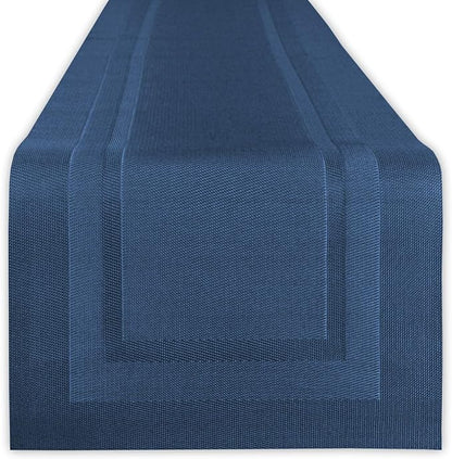 DII PVC Tabletop Collection Woven Indoor/Outdoor, Table Runner, 14x72, Nautical Blue