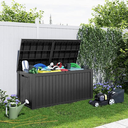 PatioZen 180 Gallon Resin Deck Box, Lockable Patio Outdoor Storage Box - Image 4