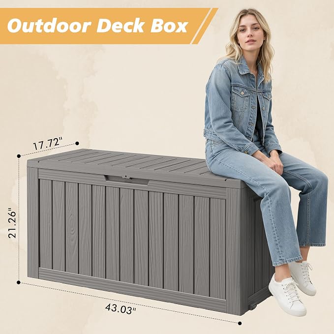 Fancyango 75 Gallon Outdoor Deck Box Waterproof, Large Storage Box - Image 2