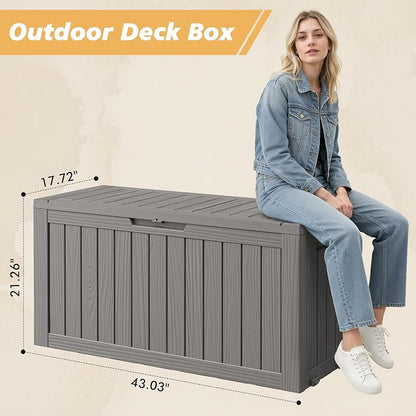 Fancyango 75 Gallon Outdoor Deck Box Waterproof, Large Storage Box - Image 2