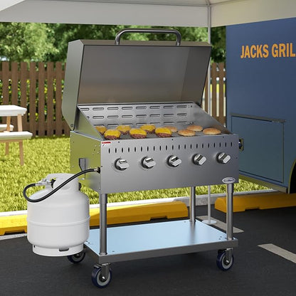 36 in. Commercial Outdoor Propane Gas Grill With Roll Dome Cover in Stainless-Steel (CGKIT3-36D)