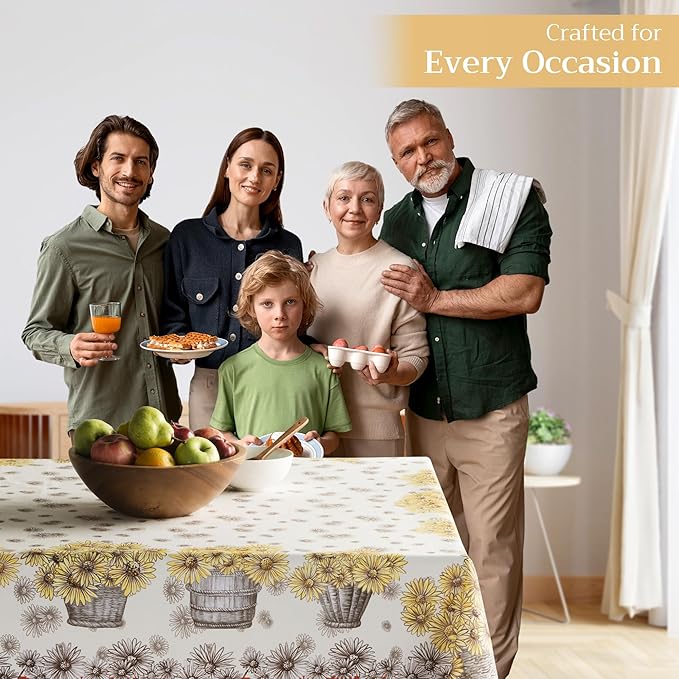 Maison d' Hermine Table Cloth Rectangle Table 100% Cotton 60 x 90 Inches Fall Tablecloth Reusable Everyday Use for Thanksgiving Christmas Decorations Dining Farmhouse Party (Bagatelle)