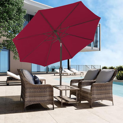 JEAREY 9FT Outdoor Patio Umbrella, Market Umbrella, Dark Red | Outdoor Table - Image 4