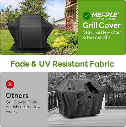Grill Cover 65 Inch & Under Grill Mat,Waterproof Fade Resistant Anti-UV Barbecue Grill Cover & Weather Protection BBQ Cover for Griddle Outdoor,Compatible with Weber Nexgrill Charbroil Grill