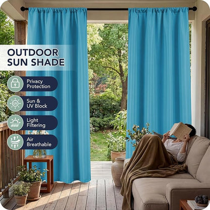 Outdoor Curtains for Patio Waterproof, 8 Panels, Rod Pocket | Weatherproof & - Image 3