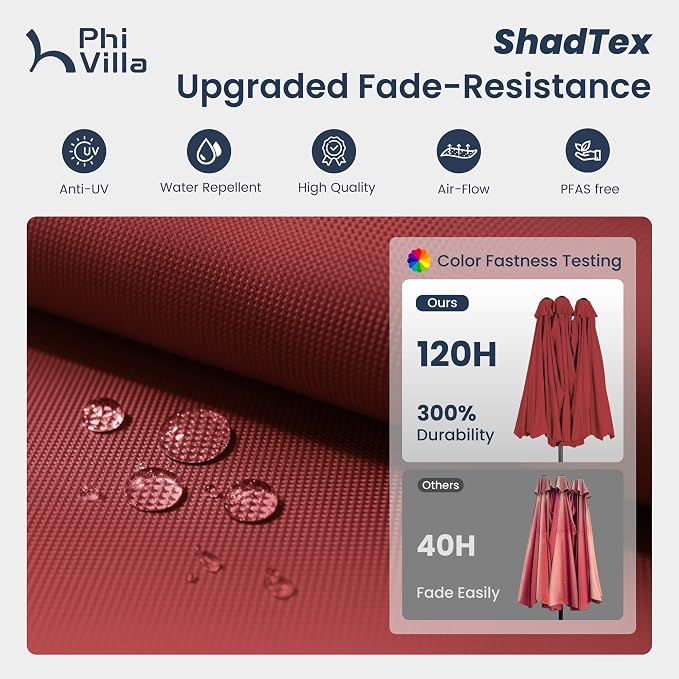 PHI VILLA 15ft Large Outdoor Patio Umbrella - Image 4