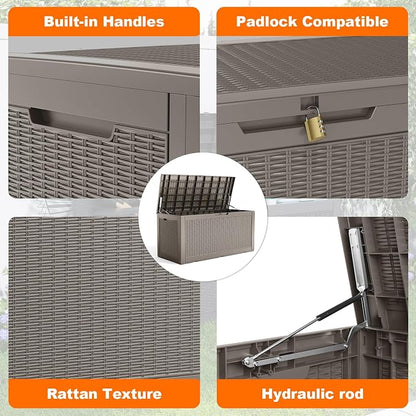 125 Gallon Outdoor Storage Box, Large Waterproof UV Resistant Deck Box - Image 4