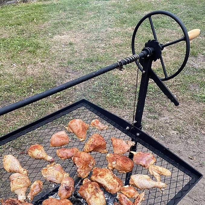 TITAN GREAT OUTDOORS Ash & Ember Adjustable Campfire Asado Grate and Griddle, Open Flame Adjustable Wood Cooking Surface
