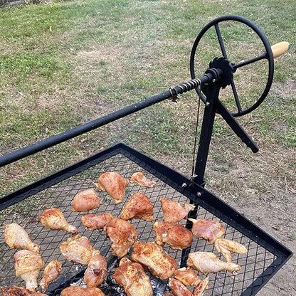 TITAN GREAT OUTDOORS Ash & Ember Adjustable Campfire Asado Grate and Griddle, Open Flame Adjustable Wood Cooking Surface