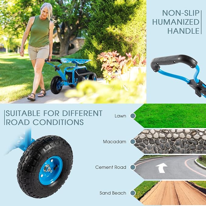 Rolling Garden Cart with Workseat - Image 4