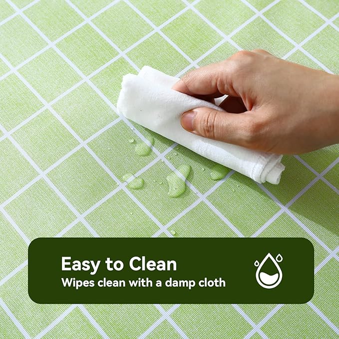 Romanstile Rectangle Vinyl Tablecloth, 100% Waterproof Oil-Proof Checkered Plastic Table Cloth, Heavy Duty Wipeable Table Covers for Dining, Camping, Picnic, Outdoor - 54 x 78 Inch, Green