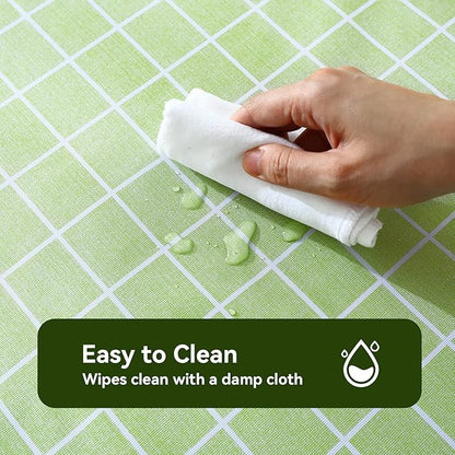 Romanstile Square Vinyl Tablecloth, 100% Waterproof Oil-Proof Checkered Plastic Table Cloth, Heavy Duty Wipeable Table Covers for Dining, Camping, Picnic, Outdoor - 60 x 60 Inch, Green