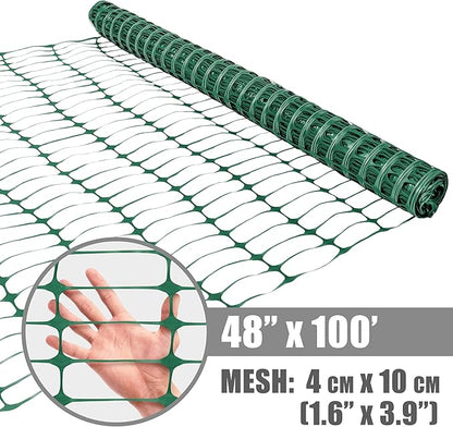 Fencer Wire 4 ft. Safety Fence, 100 ft. Green Plastic Fencing Roll for Construction, Pet and Event Fencing, 4 cm x 10 cm Mesh