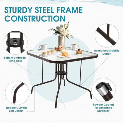 Patio Dining Table for 4 with Umbrella Hole | Outdoor 5 Piece Dining Set 36" x - Image 4