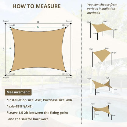 6.5' x 10' Rectangle Sun Shade Sail - Image 4