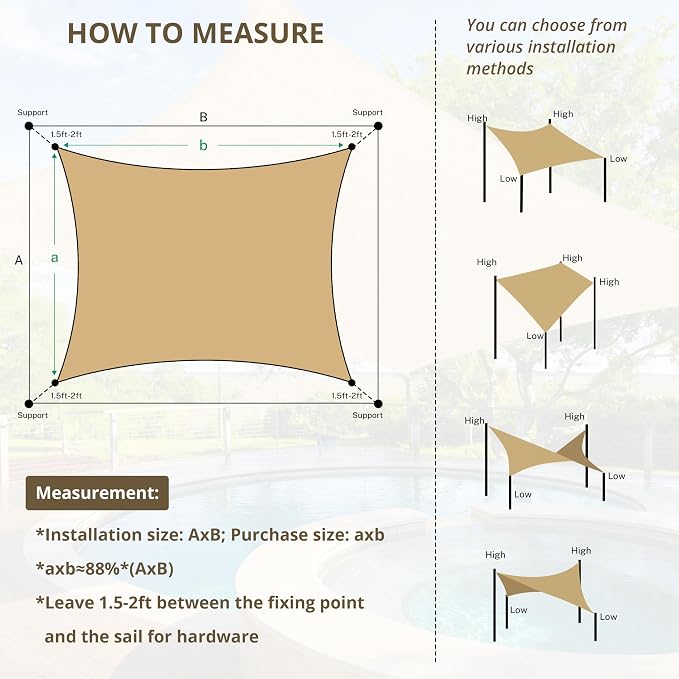 10' x 13' Rectangle Sun Shade Sail - Image 4