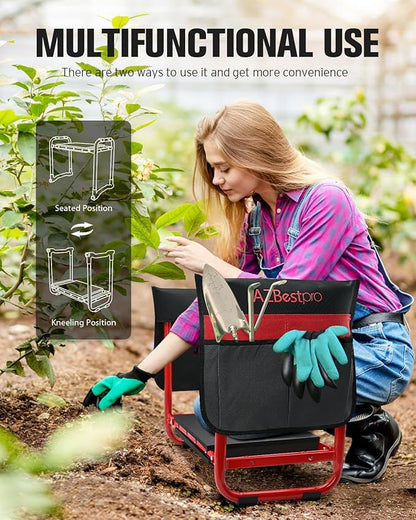AZBESTPRO Garden Kneeler and Seat Heavy Duty, Upgraded Foldable Gardening Stool - Image 4