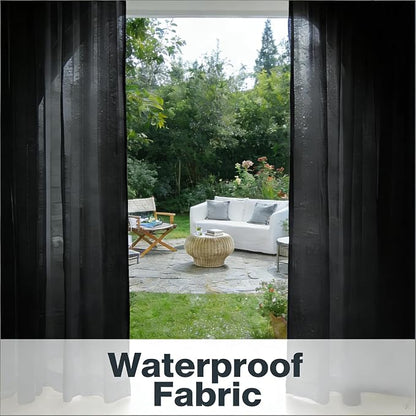 Outdoor Sheer Curtains for Patio Waterproof, 4 Panels Rod Pocket Indoor/Outdoor - Image 6