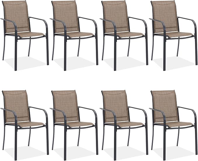 Outdoor Chairs Set of 8, Stackable Patio Dining Chairs by Offeroutdoorsolutions