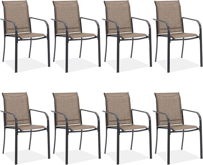 Outdoor Chairs Set of 8, Stackable Patio Dining Chairs by Offeroutdoorsolutions