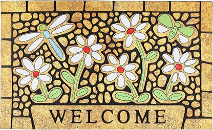 CHICHIC Welcome Door Mat 24 x 36 Inch Front Doormat Outdoors for Home Entrance Outdoors Mat for Outside Entry Way Doormat Entry Rugs, Heavy Duty Non Slip Rubber Back Low Profile, Dragonfly