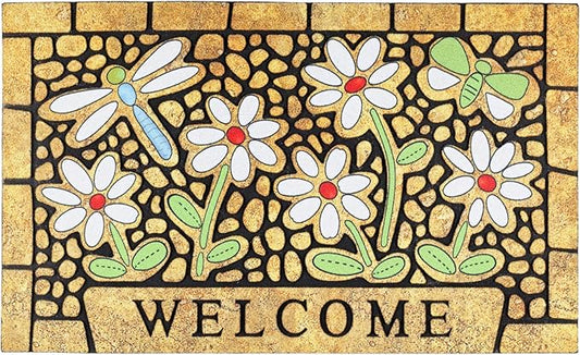 CHICHIC Welcome Door Mat 17x 30 Inch Front Doormat Outdoors for Home Entrance Outdoors Mat for Outside Entry Way Doormat Entry Rugs, Heavy Duty Non Slip Rubber Back Low Profile, Dragonfly