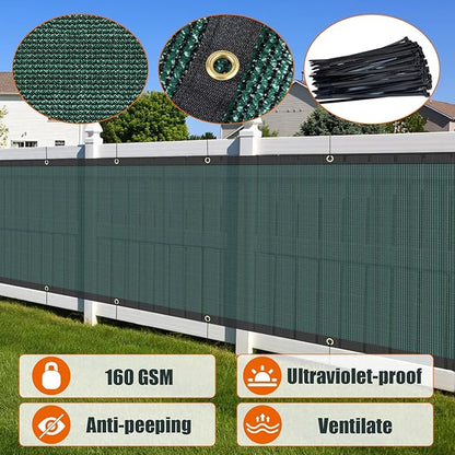 AYOHA 4' x 50' Privacy Fence Screen Fabric Mesh Shade Net Cover, Heavy Duty 160 GSM Privacy Barrier for Chain Link Fence, 90% Privacy Blockage, Excellent Airflow, Cable Zip Ties Included, Green