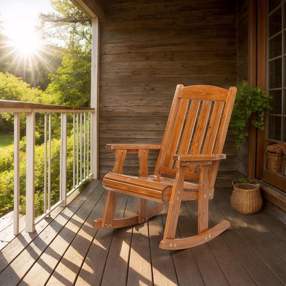 VINGLI Outdoor Rocking Chair Set of 2, Heavy Duty 600 LBS Rocker, Teak | High & - Image 6