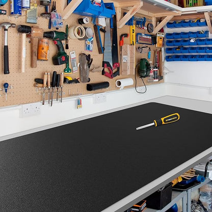 Black Plastic Table Cover Protector, 24" x 48" Waterproof Easy Flat PVC Desk Pad Mat, 1.5mm Thick Rectangle Vinyl Table Top Protector for Dining Room Table, Office, Dresser