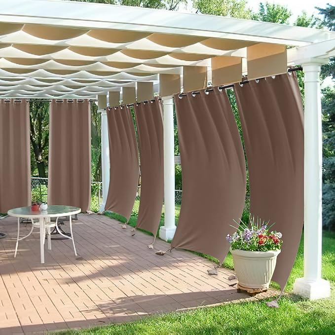 RYB HOME Outdoor Curtains for Patio Waterproof, Windproof - Image 5