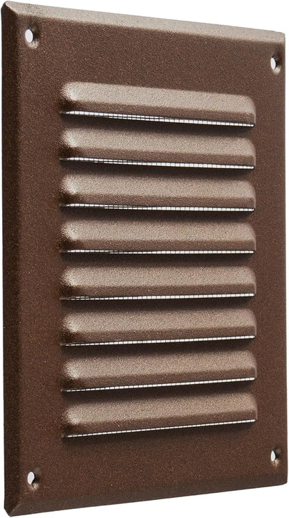 Vent Systems - 5 x 5 Inch (Inner) Brown Metal Square Soffit Air Vent Grille Cover, Register Vent Deflector Louver Built-in Mesh HVAC for Bathroom Home Office Kitchen 6.5" x 6.5" (Outer)
