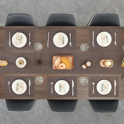Myir JUN Table Runner, Vinyl Table Runner Indoor 72 Inch Long Arbitrarily Cropped Runner for Table Heatproof for Home Party (Coffee, 12 x 72 inch)
