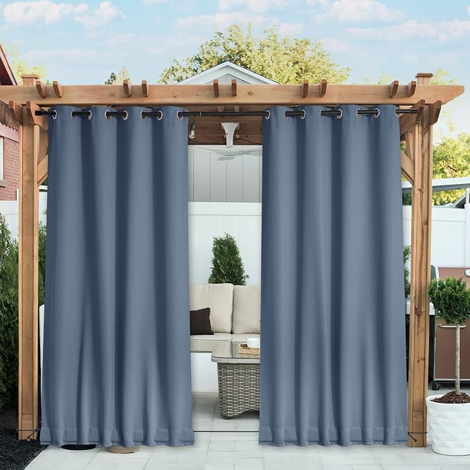 NICETOWN Outdoor Curtains Waterproof Fixed Bottom W52xL95 Stone Blue | by NICETOWN