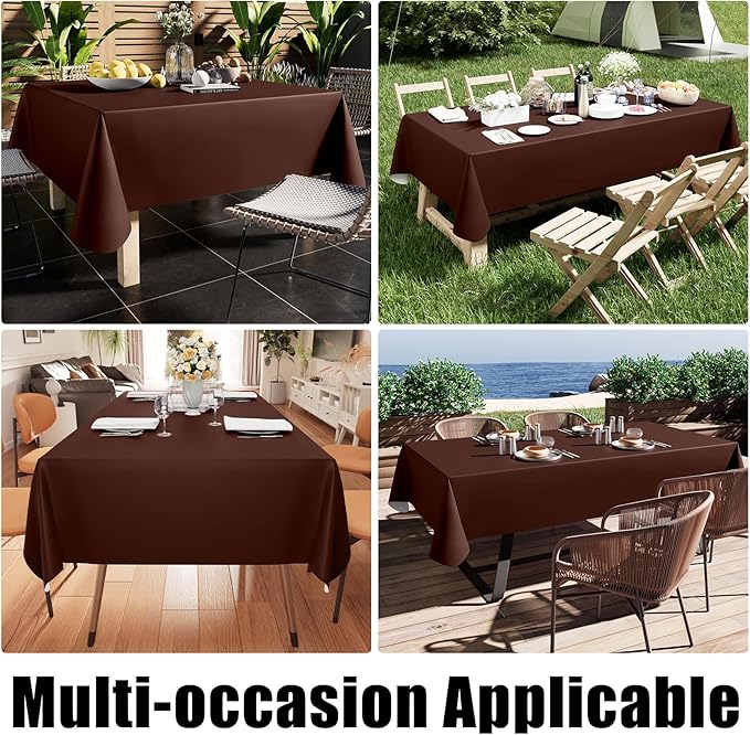 Smiry Rectangle Table Cloth 60x84 Inch, Waterproof Wipeable Vinyl Tablecloths Protector, Oil Spill Proof Plastic Table Cover for Dining, Picnic, Camping, Outdoor, Coffee