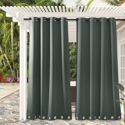 RYB HOME Outdoor Curtains 2 Panels, Waterproof Windproof Blackout Curtains - Image 3