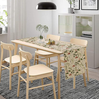 Mushroom Table Runner,Vintage Rustic Boho Botanical Plant Print Tablerunner for Home Kitchen Dining Coffee Table Indoor Outdoor Party Decor 13x60in