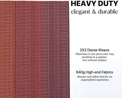 LEXMORE Placemats Set of 8 Vinyl/Plastic Woven Place Mats for Kitchen Table Indoor/Outdoor Washable Placemat Wipeable Dining Table Mats(Pomegranate Parade)