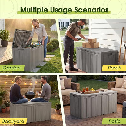 Devoko 100 Gallon Outdoor Storage Box, Waterproof Deck Box Lockable | Weather - Image 4
