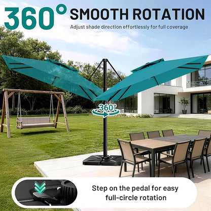 12×12 FT Double-Top Cantilever Patio Umbrella, Lake Blue | Square Offset - Image 3