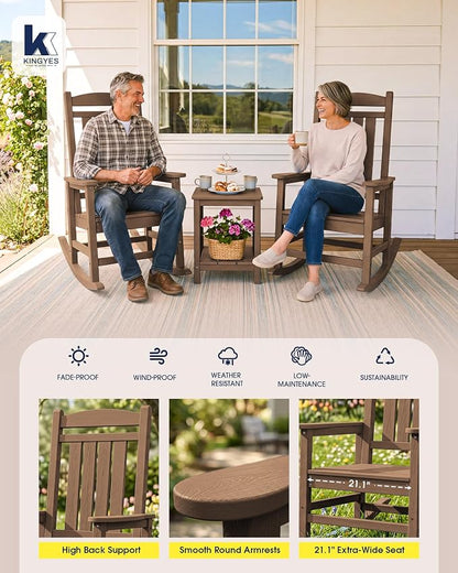 Oversized Outdoor Rocking Chairs Set of 6, HDPE Porch Rocker - Image 4
