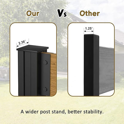MUPATER 60in H×78in W No Dig Wooden Privacy Screen, Outdoor Wall Suit for Hard Ground & Soil, 2 Way to Use, Outdoor Privacy Fence Panel with Aluminum Post, Air Conditioner Fence, Natural (2 Panels)