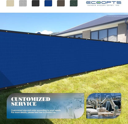 ECOOPTS 4'x229' Privacy Fence Screen Windscreen with Copper Grommets, Fit for Commercial Fence and Residential Garden Outdoor 90% UV Blockage, Cable Zip Ties Included (Blue)