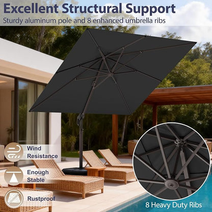 10' X 10' Patio Umbrella Cantilever Outdoor Rectangle Umbrella - Image 3