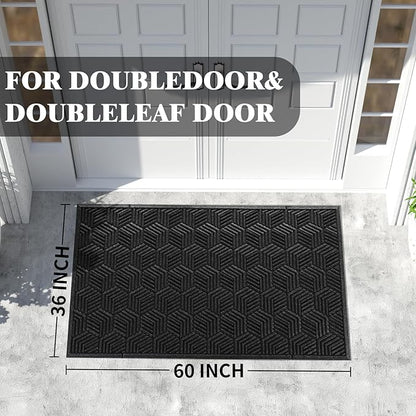 Yimobra Extra Large Door Mat 60x32, All-Season Waterproof Outdoor Mats for Front Door Entrance with Drainage Holes, Heavy Duty Non-Slip Doormat for Garage Patio Entryway Indoor, Black