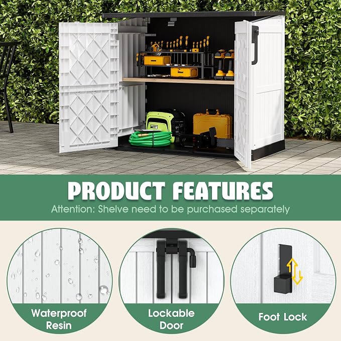 LHBcraft 36 Cu Ft Outdoor Storage Cabinet, Horizontal Resin Storage Shed Box - Image 3