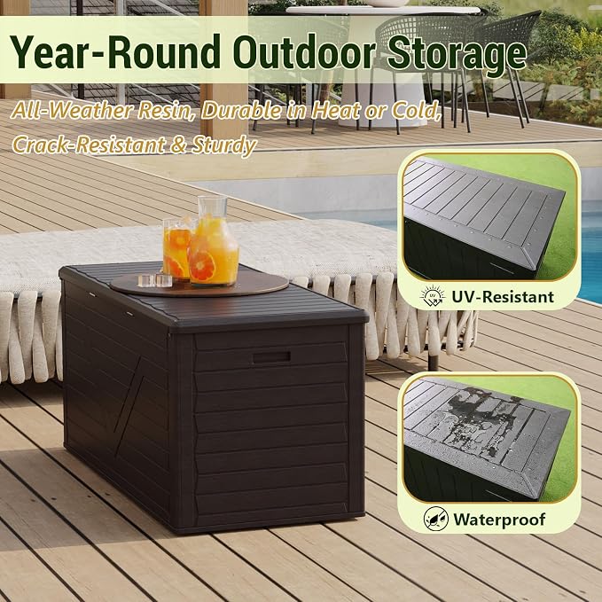 Outdoor Storage Box, 260 Gallon Deck Box Outdoor Storage Bench Outside - Image 6