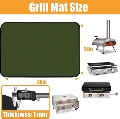 Green 24x36 Inchs Heat Resistant Mat for Outdoor Grill Table,Fireproof Under Blackstone Griddle BBQ Mat,Air Fryer Mat,Indoor Fireplace Mat, Protect Your Table and Outdoor Grill Table（0.04in Thickness）